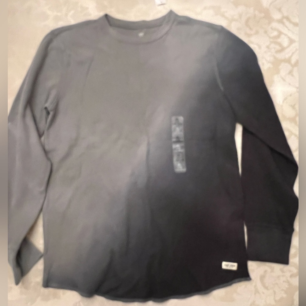 Gap Long Sleeve Waffle Tee Cotton Gray NEW NWT
